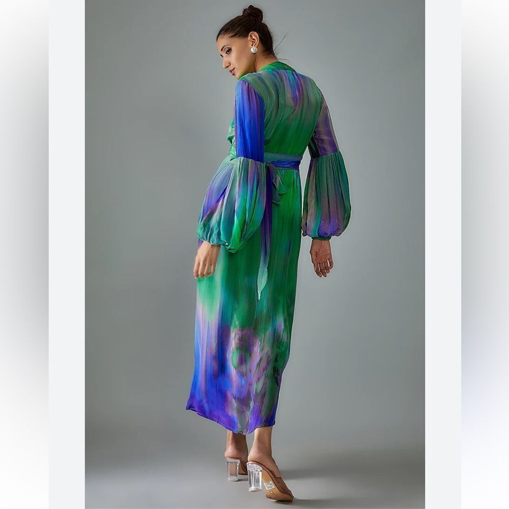 Anthropologie Siddhartha Bansal Long-Sleeve Wrap Dress - Picture 4 of 7